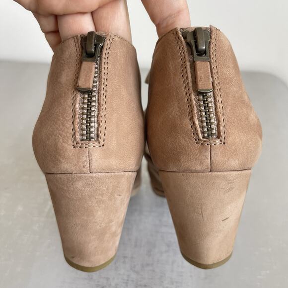 Eileen Fisher Fara Suede Leather Caged Sandals Block Heel Size 7.5 M Beige Tan - Picture 4 of 13